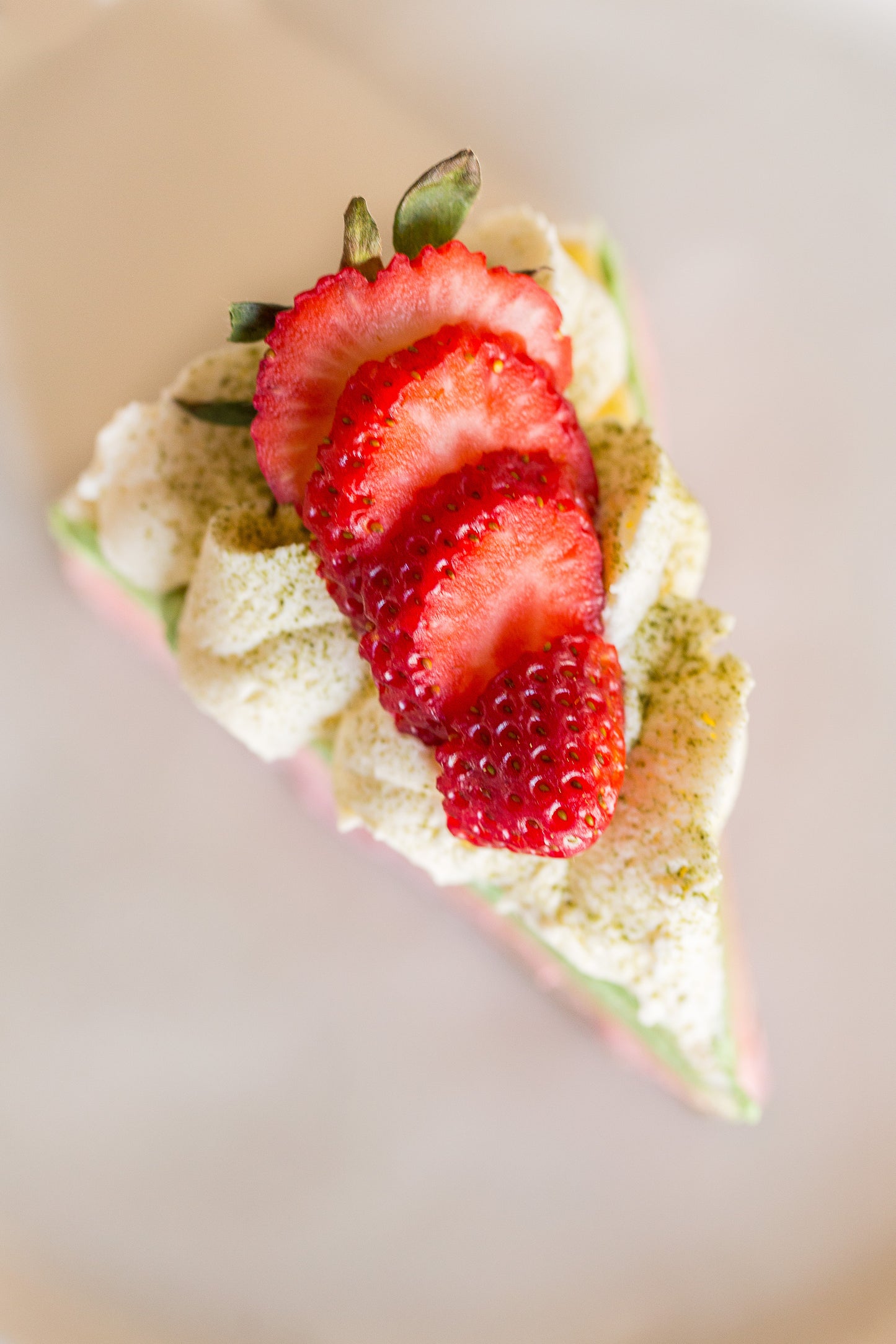 Matcha Strawberry Tiramisu Crepe Cake