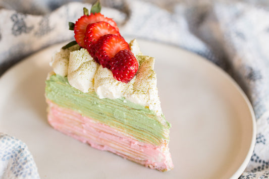 Matcha Strawberry Tiramisu Crepe Cake