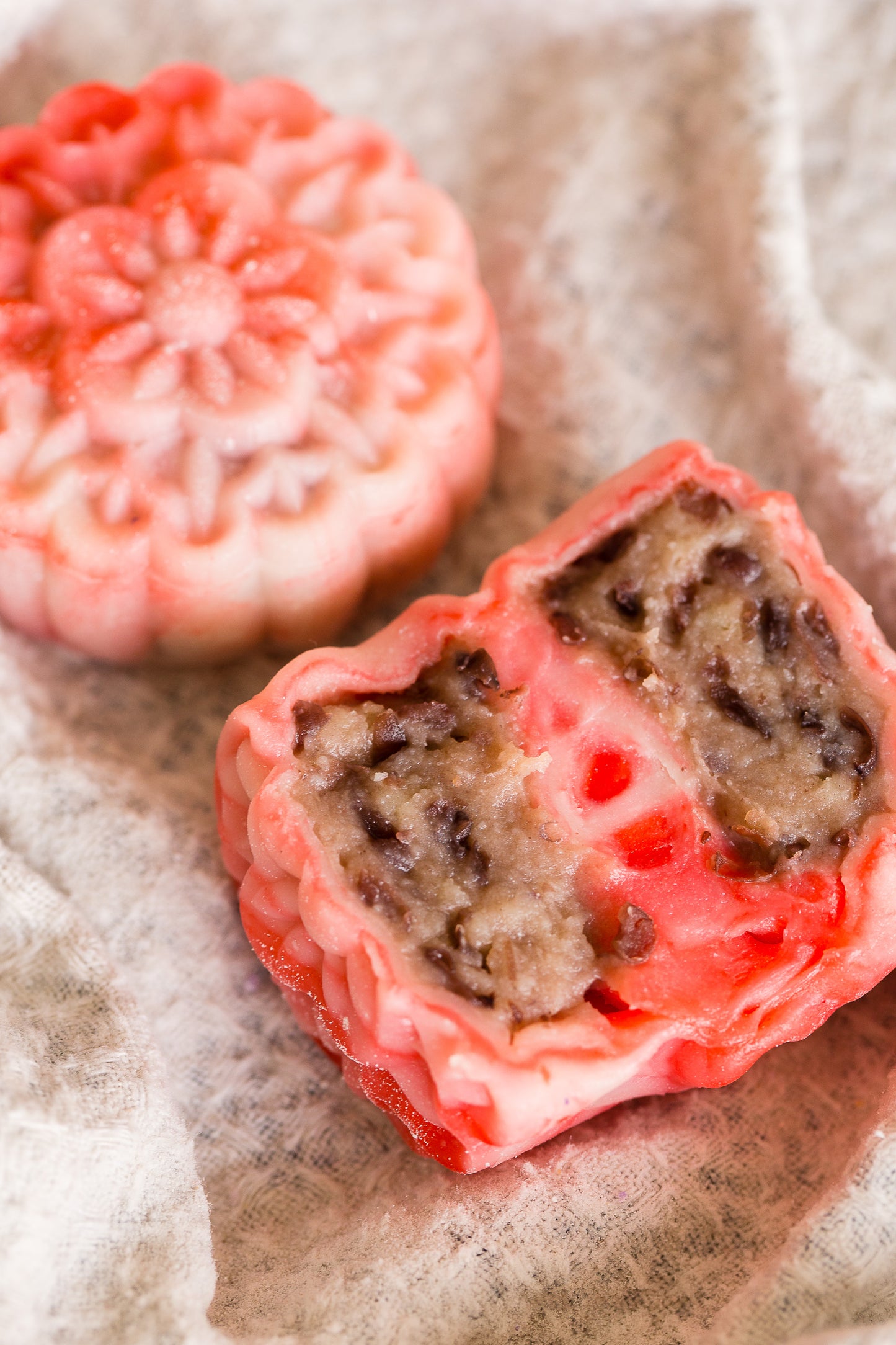 Red Bean Lotus Seed Snow Skin Mooncake