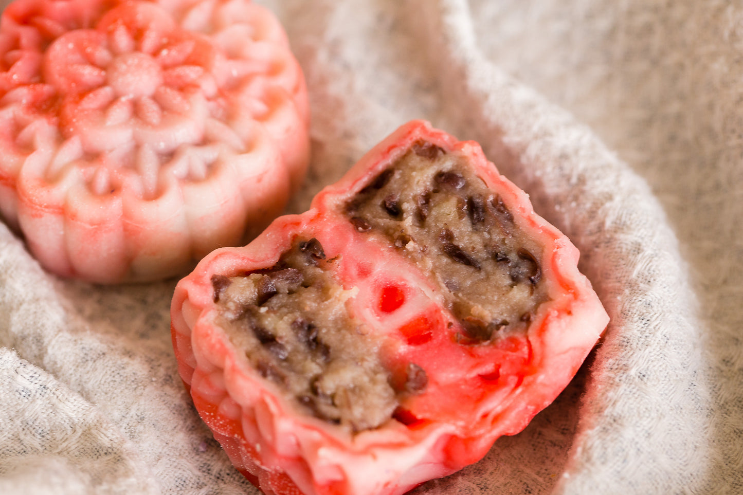 Red Bean Lotus Seed Snow Skin Mooncake