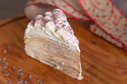 Hojicha Lavender Crepe Cake
