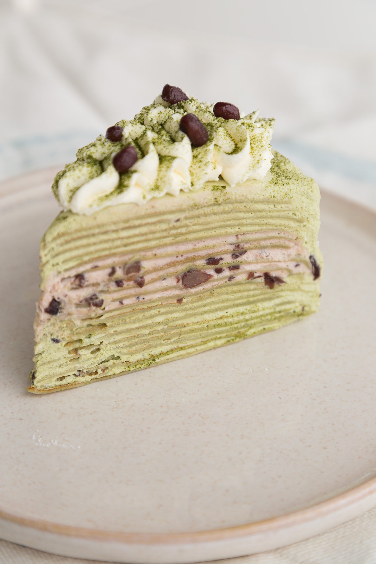 Matcha Red Bean Crepe Cake