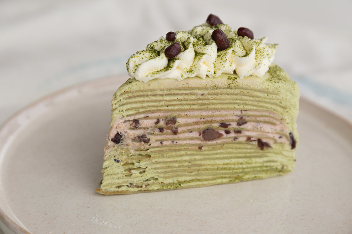 Matcha Red Bean Crepe Cake