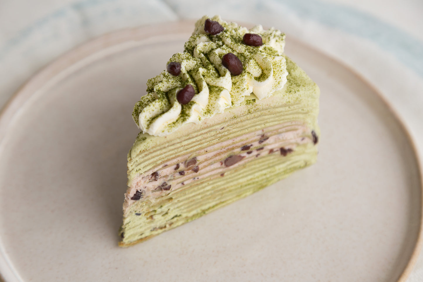 Matcha Red Bean Crepe Cake