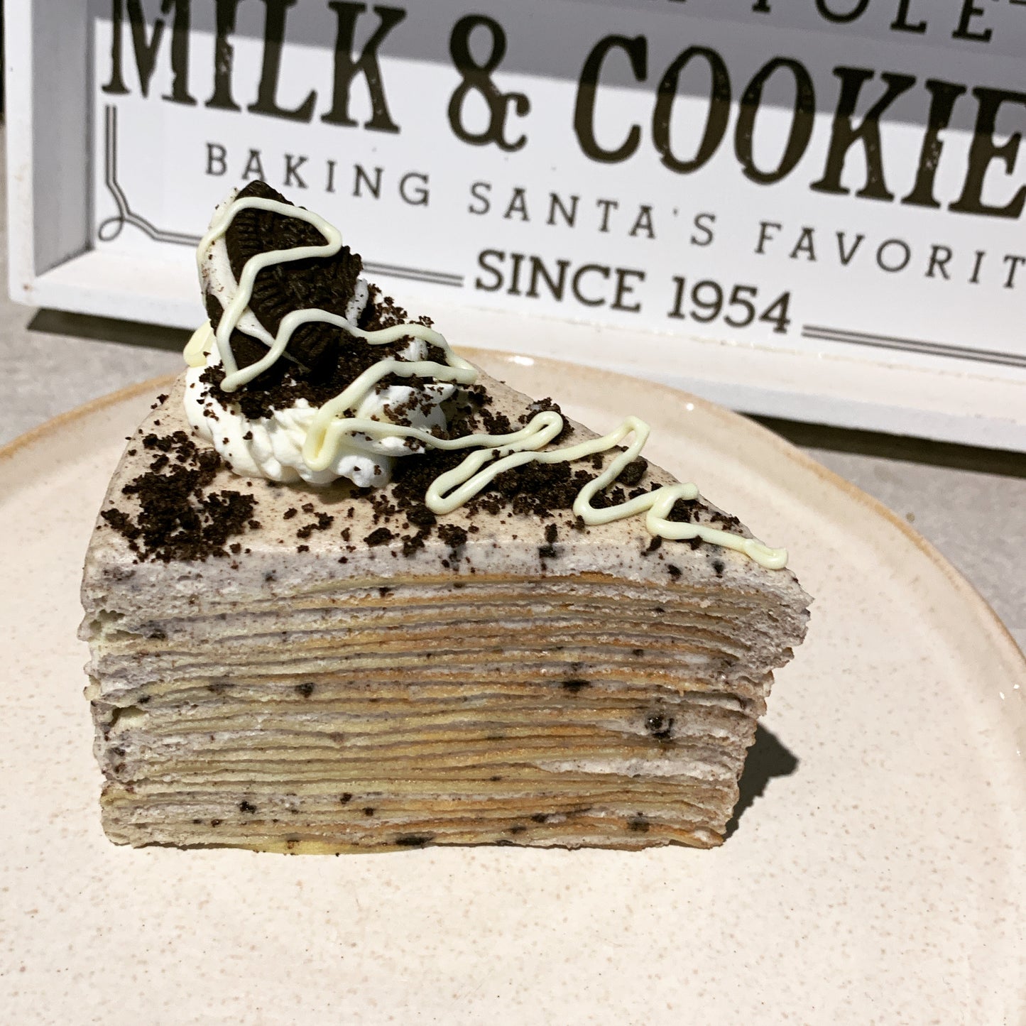 Oreo White Chocolate Crepe Cake